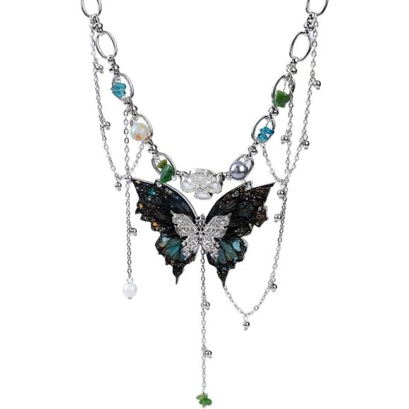 Jewelry - Fairy Necklace Vintage Butterfly Jewelry Multi-Layer Woodland Fairy Accessory